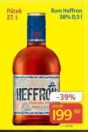 Kubík potraviny Heffron rum 38% 0,5l nabídka