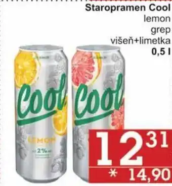 Jip Staropramen cool lemon, grep višeň+limetka 0,5l nabídka