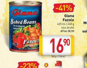 Billa Giana fazole nabídka