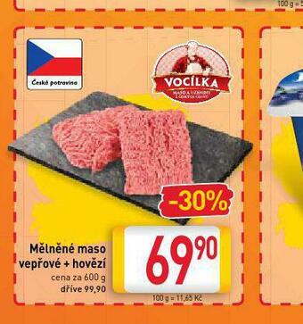 Billa Mělněné maso vepřové + hovězí nabídka