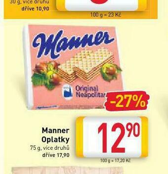 Billa Manner oplatky nabídka