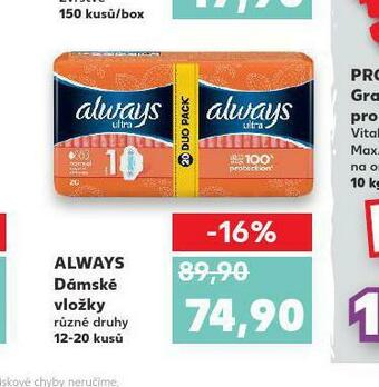 Kaufland Always dámské vložky nabídka