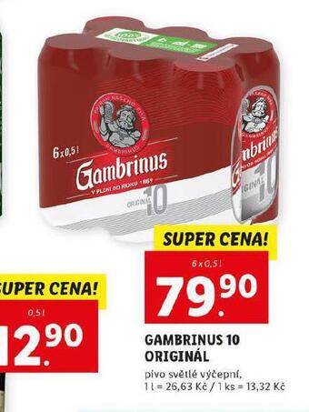 Lidl Pivo gambrinus originál nabídka