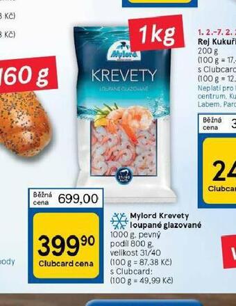 Tesco Mylord krevety loupané glazované nabídka