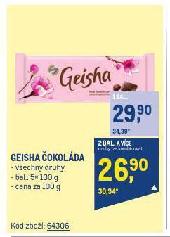 Makro Geisha čokoláda nabídka