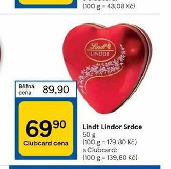 Tesco Lindt lindor srdce nabídka