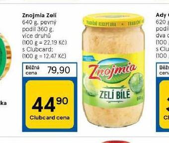 Tesco Znojmia zelí nabídka