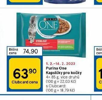 Tesco Purina one kapsičky pro kočky nabídka