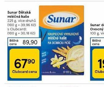 Tesco Sunar dětská mléčná kaše nabídka