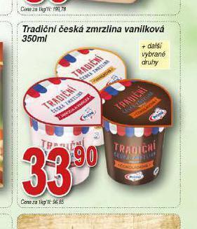 Hruška Tradiční česká zmrzlina vanilková nabídka