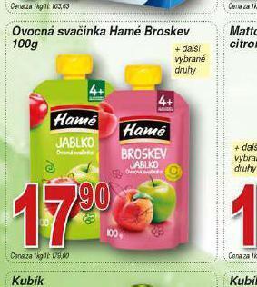 Hruška Ovocná svačinka hamé broskev nabídka