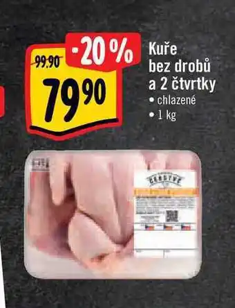 Albert Kuře bez drobů a 2 čtvrtky • chlazené • 1 kg nabídka