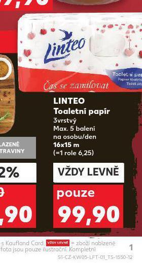 Kaufland Linteo toaletní papír nabídka