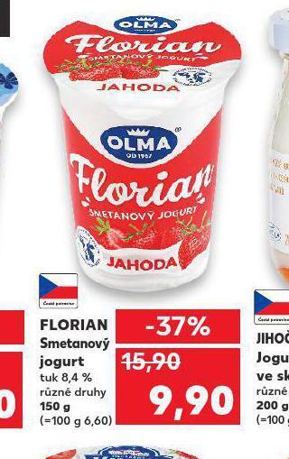 Kaufland Florian smetanový jogurt nabídka