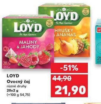Kaufland Loyd ovocný čaj nabídka