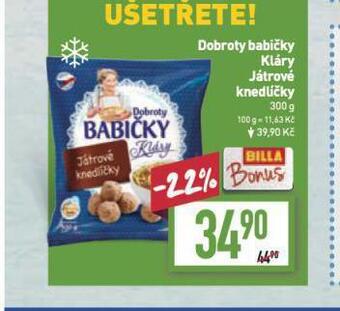 Billa Dobroty babičky kláry játrové knedlíčky nabídka