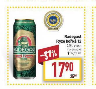 Billa Pivo radegast ryze hořká 12 nabídka