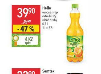 Globus Hello ovocný sirup nabídka
