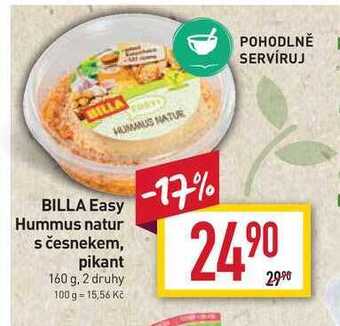 Billa Billa easy hummus natur s česnekem, pikant 160 g nabídka