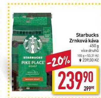 Billa Starbucks zrnková káva 450 g nabídka
