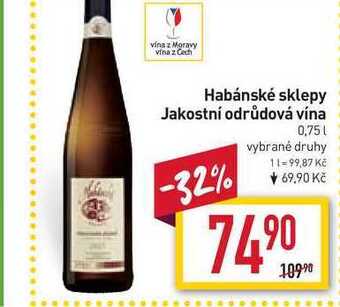 Billa Habánské sklepy jakostní odrůdová vína 0,75l nabídka