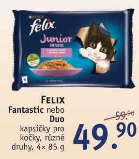 Rossmann Felix fantastic nebo duo kapsičky pro kočky, 4x 85 g nabídka