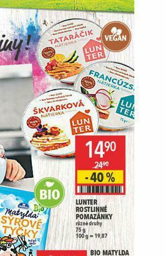 Globus Lunter rostlinné pomazánky nabídka