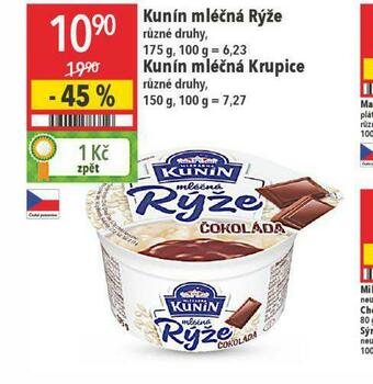 Globus Kunín mléčná rýže nabídka