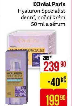Teta L'oréal paris hyaluron specialist denní, noční krém 50 ml a sérum nabídka