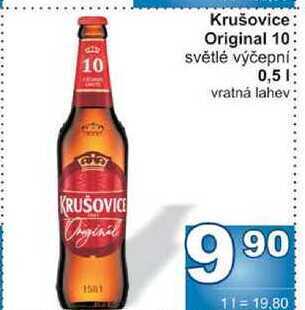 Jip Krušovice original 10 světlé výčepní 0,5l nabídka