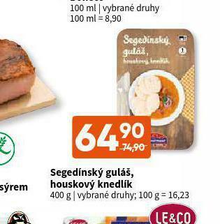 Terno Segedínský guláš, houskový knedlík nabídka