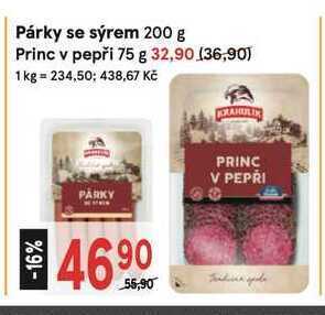 Žabka Krahulík párky se sýrem 200 g nabídka