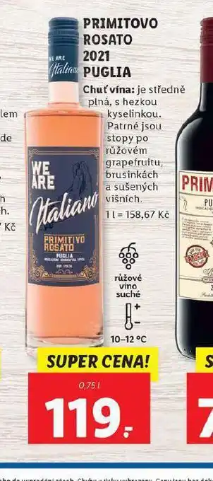 Lidl Primitivo rosato 2021 puglia nabídka