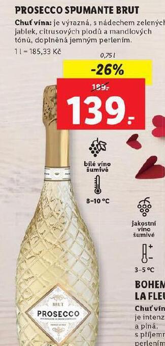 Lidl Prosecco spumante brut nabídka