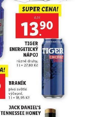 Lidl Tiger energetický nápoj nabídka