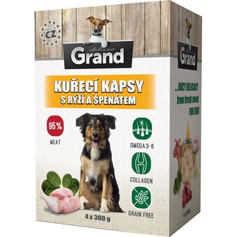 Rohlik.cz Grand deluxe kuřecí kapsy s rýží a špenátem pro psy (4×300g) nabídka