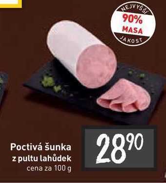 Billa Poctivá šunka z pultu lahůdek cena za 100 g nabídka