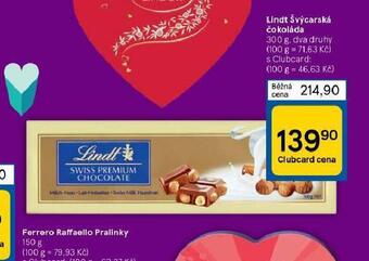 Tesco Lindt švýcarská čokoláda nabídka