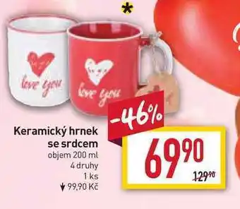 Billa Keramický hrnek se srdcem objem 200 ml nabídka