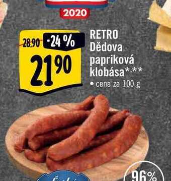 Albert Retro dědova papriková klobása 100 g nabídka