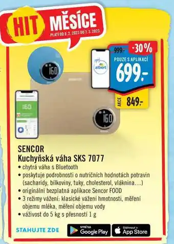 Albert Sencor kuchyňská váha sks 7077 nabídka