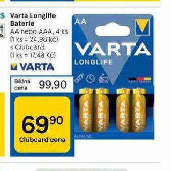 Tesco Varta longlife baterie nabídka