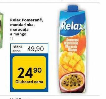 Tesco Relax pomeranč, mandarinka, maracuja a mango nabídka