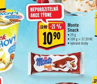 Albert Monte snack nabídka