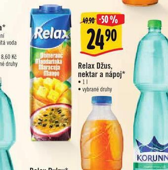 Albert Relax džus, naktar a nápoj nabídka