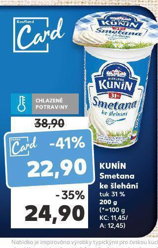 Kaufland Kunín smetana ke šlehání nabídka