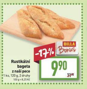 Billa Rustikální bageta nabídka