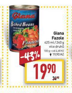Billa Giana fazole nabídka