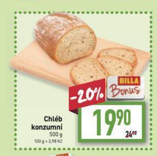 Billa Chléb konzumní nabídka