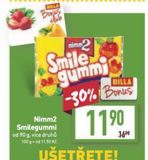 Billa Nimm2 smilegummi nabídka